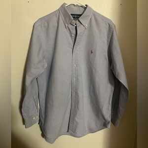 RALPH LAUREN Classic Fit Plaid Button Down Dress Shirt Blue Purple Men's Size 16
